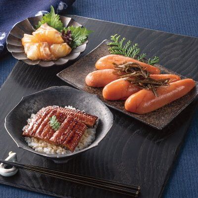 ＜魚三楼＞うなぎ蒲焼と鯛漬けと辛子明太子セット